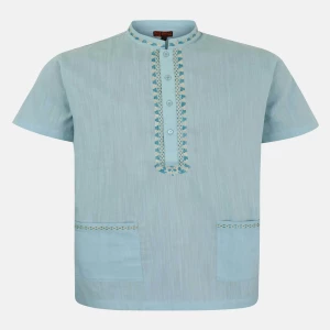 Pastel Blue Embroidered Cotton Fatua